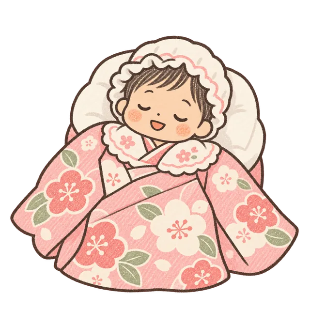 祝い着を着た赤ちゃんのイラスト