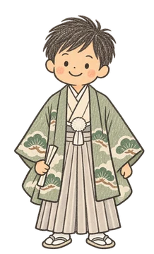羽織袴を着た5歳の男の子のイラスト
