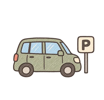 駐車場に停めた車のイラスト